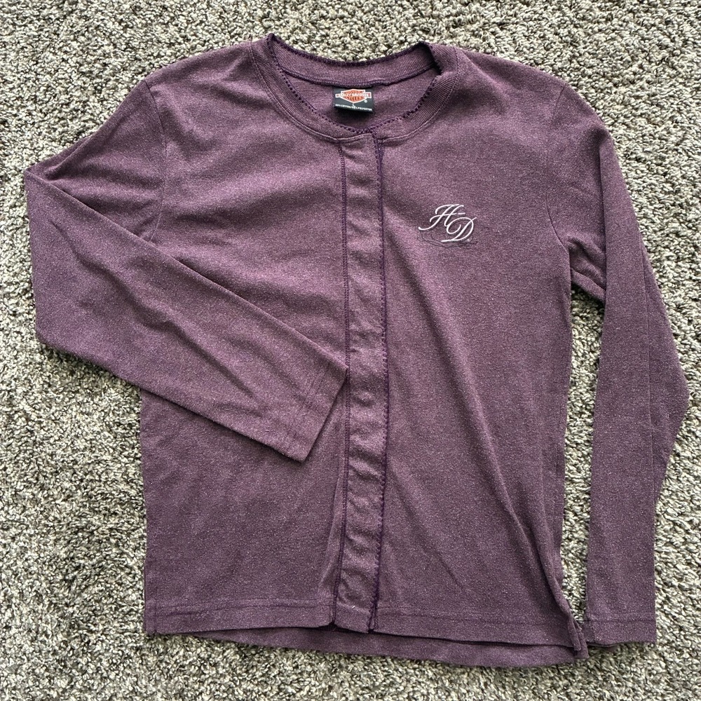 Harley-Davidson Women's Large Purple Long Sleeve Henley Shirt